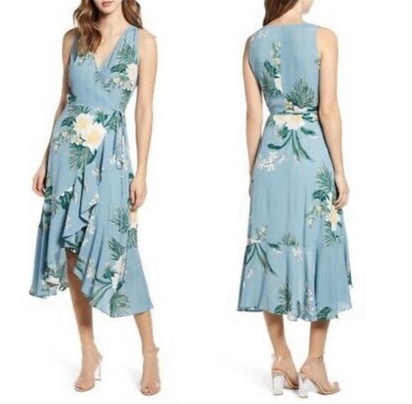 Leith Dresses & Skirts - Leith Tropical Floral Wrap Dress XS Sleeveless Summer Feminine Cottage